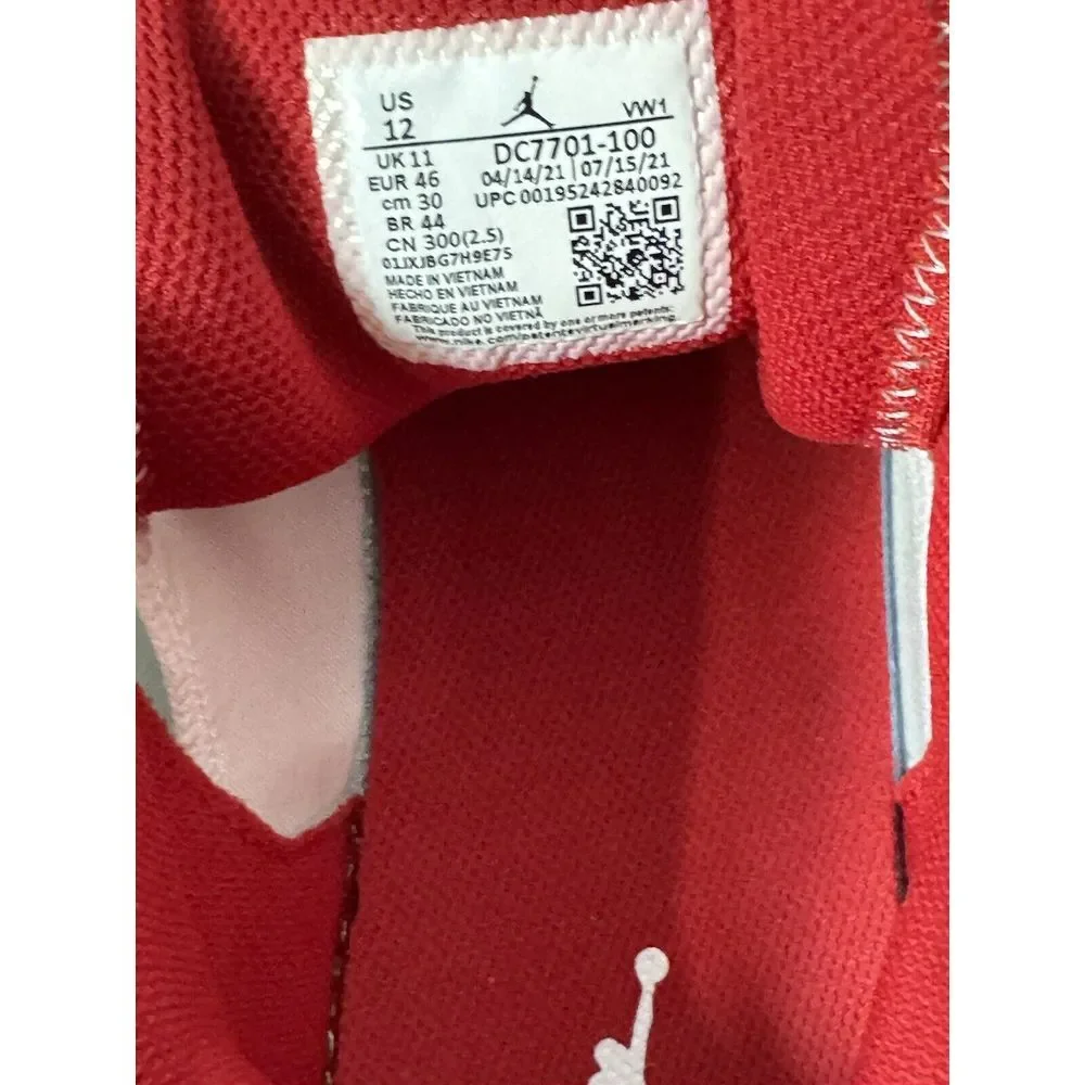 AIR JORDAN MEN SHOES, ONE TAKE 3, COLOR WHITE/GYM RED-LT SMOKE GREY, SIZE 12‎